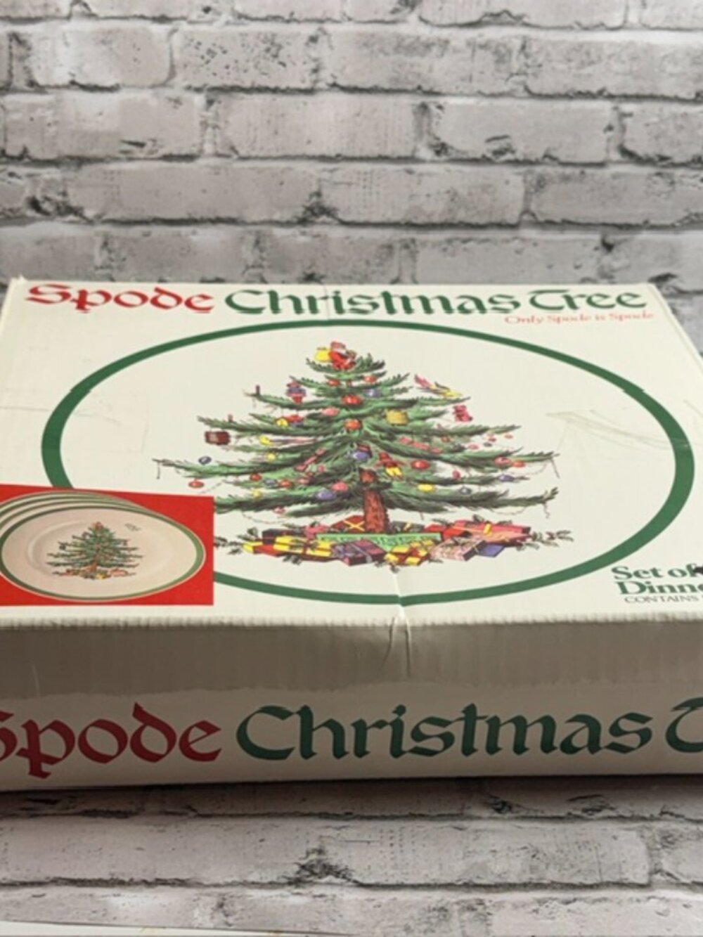Vintage Spode Christmas Tree Set 5 Dinner Plates Box Holiday Retired Limited - Picture 2 of 6